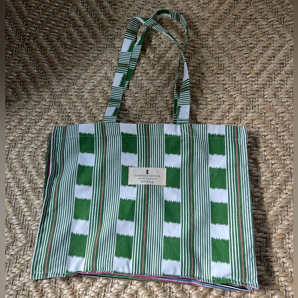 Kit kemp firmdale hotels cotton canvas bag ikat green